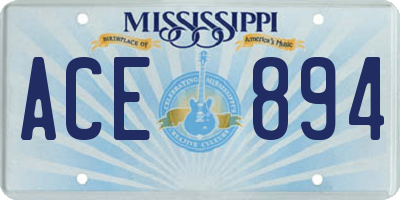 MS license plate ACE894