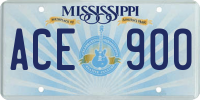 MS license plate ACE900