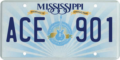 MS license plate ACE901