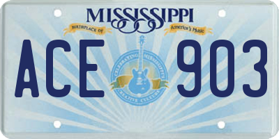 MS license plate ACE903