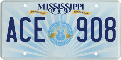 MS license plate ACE908