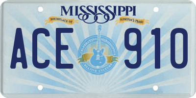 MS license plate ACE910