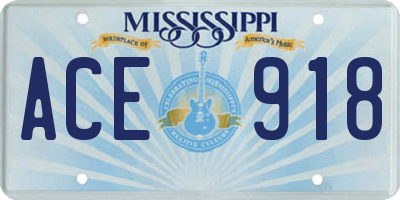 MS license plate ACE918