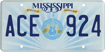 MS license plate ACE924