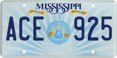MS license plate ACE925