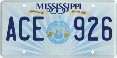 MS license plate ACE926