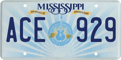 MS license plate ACE929