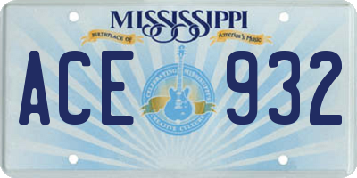 MS license plate ACE932