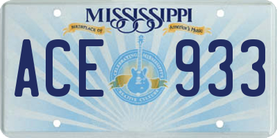 MS license plate ACE933