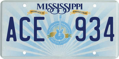 MS license plate ACE934
