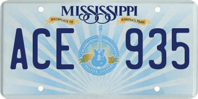 MS license plate ACE935