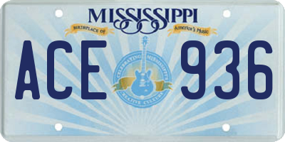 MS license plate ACE936