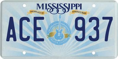 MS license plate ACE937
