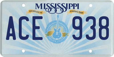 MS license plate ACE938