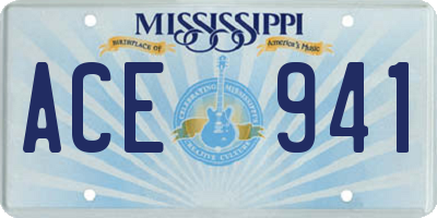 MS license plate ACE941