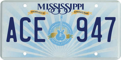 MS license plate ACE947