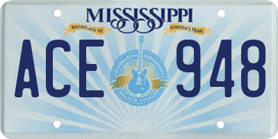 MS license plate ACE948