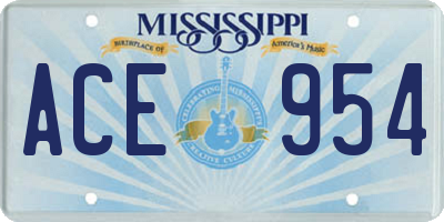 MS license plate ACE954