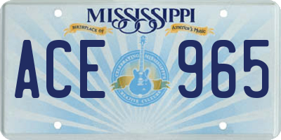 MS license plate ACE965