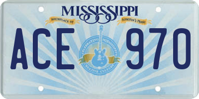 MS license plate ACE970