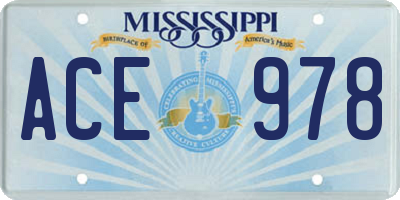 MS license plate ACE978