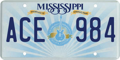 MS license plate ACE984