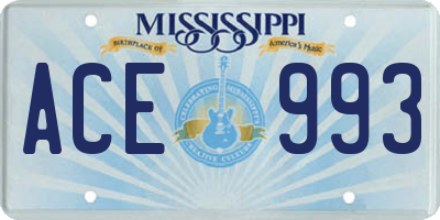 MS license plate ACE993