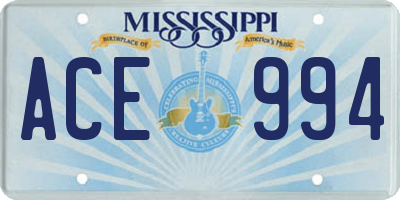 MS license plate ACE994