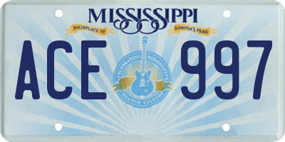 MS license plate ACE997