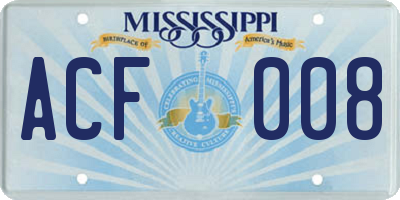 MS license plate ACF008