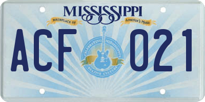 MS license plate ACF021