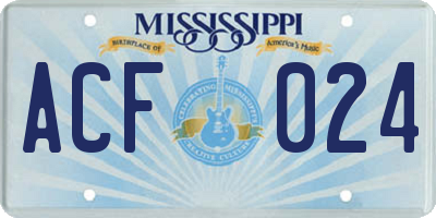 MS license plate ACF024