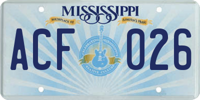 MS license plate ACF026