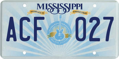 MS license plate ACF027