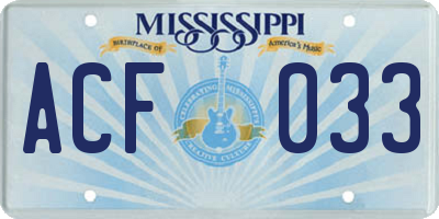 MS license plate ACF033