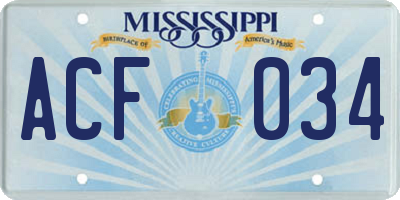 MS license plate ACF034