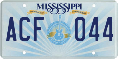 MS license plate ACF044