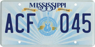 MS license plate ACF045