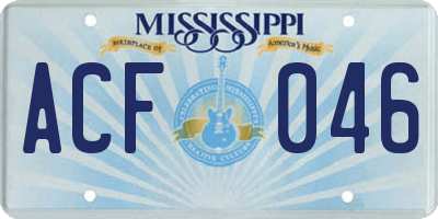 MS license plate ACF046