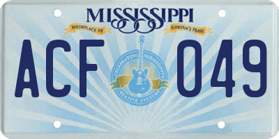 MS license plate ACF049