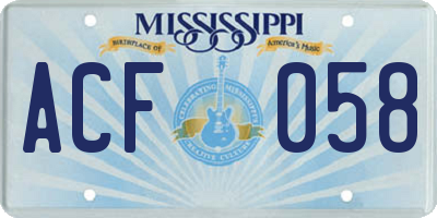 MS license plate ACF058