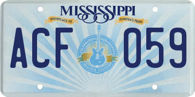 MS license plate ACF059