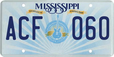 MS license plate ACF060