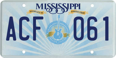 MS license plate ACF061