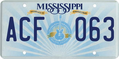 MS license plate ACF063