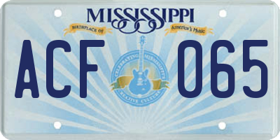MS license plate ACF065