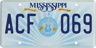 MS license plate ACF069