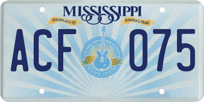 MS license plate ACF075