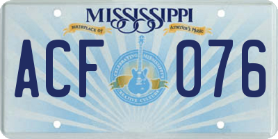 MS license plate ACF076