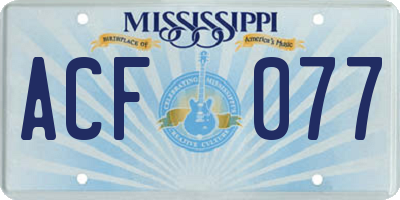 MS license plate ACF077